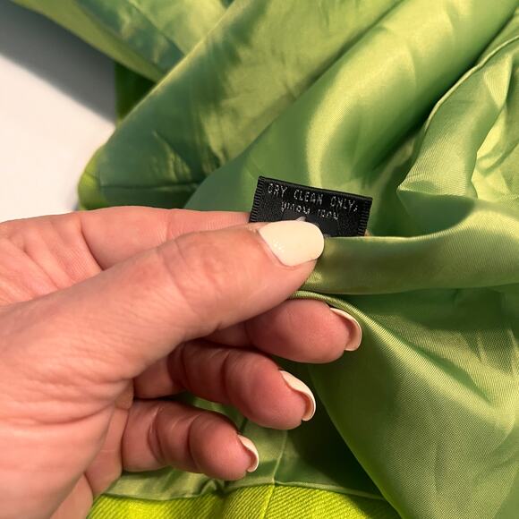 Lafayette Bright Trendy Lime Green Vibrant Linen Open-Front Blazer Jacket Size 8 - Picture 8 of 10